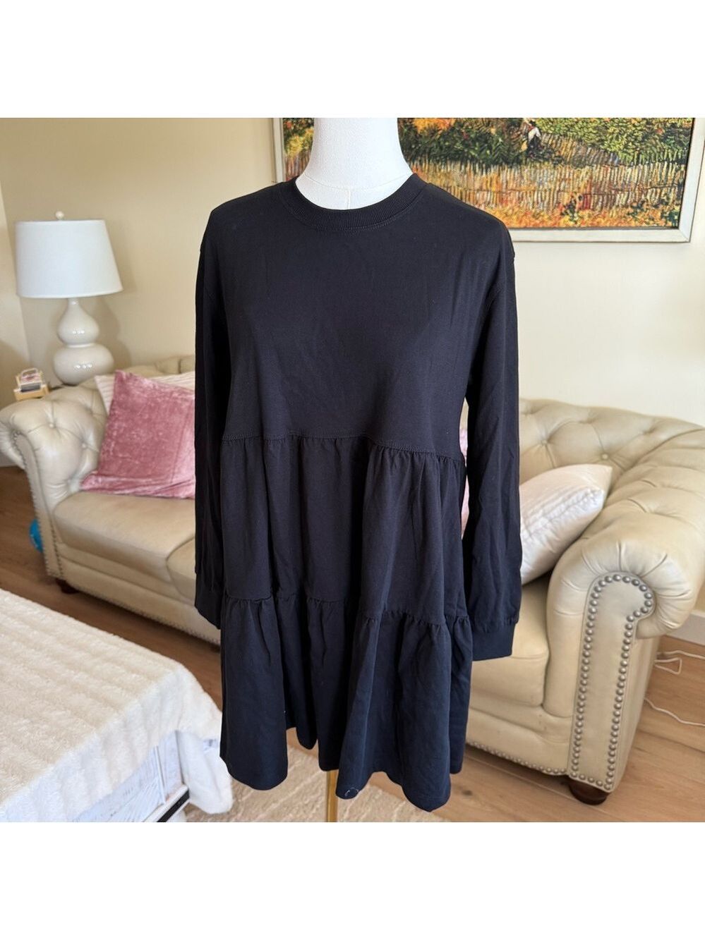Zara Black Ribbed Collar Top - Picture 1 of 8